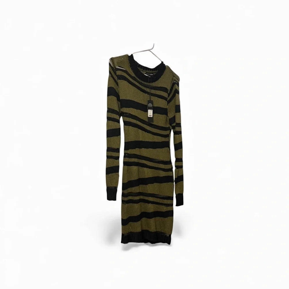 Fashion Nova Black and Olive Knit Dress